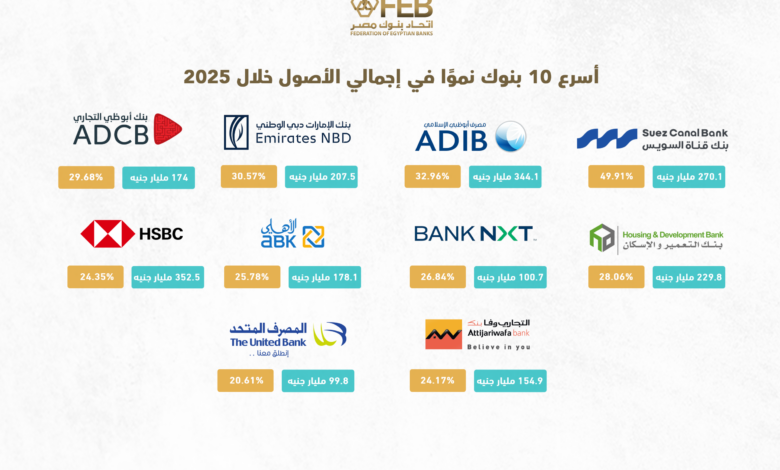 أسرع 10 بنوك نموًا في إجمالي الأصول خلال 2025