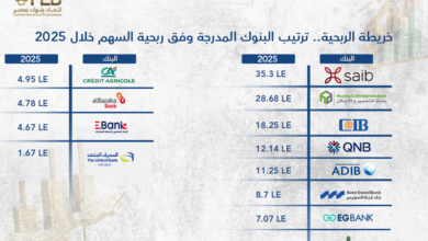 خريطة الربحية.. ترتيب البنوك المدرجة وفق ربحية السهم خلال 2025